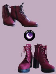 Y2K Gothic Maroon Boots Mix (M-696)