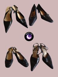Y2K Pointy Black Kitten heels (M-699)