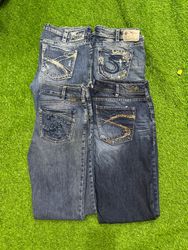 Y2K woman’s silver jeans