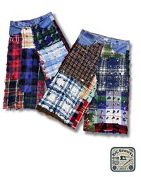 Upcycled Boro Patchwork Flannel Jorts