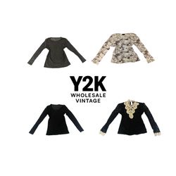 Y2K European Mesh Long Sleeve Tops  (YWV215)