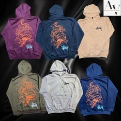 Stussy rework style orange dragon hoodies