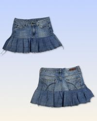 Upcycled Denim Plissierter Minirock