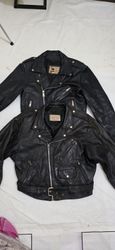 Men's D pockets motorcycle leather jackets