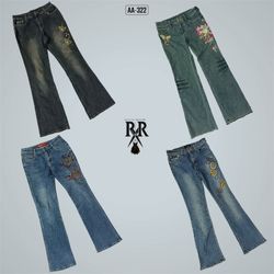 Y2K Britney Era Embroidery Mix Denim Jeans (AA-322..