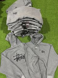Rework style grey stussy hoodies