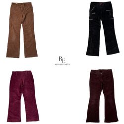 Y2K Unique Flared Corduroy Pants (RE-2210)