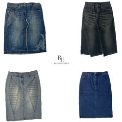 Y2K Cyber Girl Era Denim Midi Skirts (RE-2213)