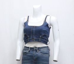 CR650 Top de bustier esencial de denim reciclado