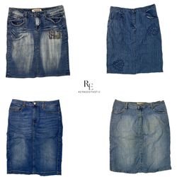 Y2K IT Girl Denim Midi Skirts (RE-2222)