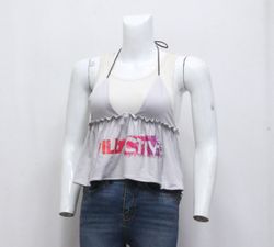 CR651 Blusa Halter Peplum Con Volantes Reciclada