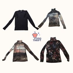 Y2K Graphic and Floral Turtlenecks