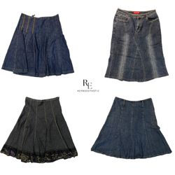 Y2k Denim Unique Midi flared Skirts (RE-2231)
