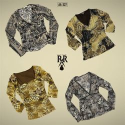Y2K Boho Earthy Tone Full Sleeve Mesh Tops (AA-327..