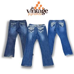 Jeans VPX189 Y2K svasati/bootcut decorati