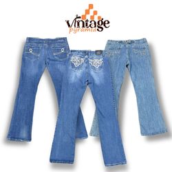 VPX190 Y2K Jeans svasati/Bootcut decorati