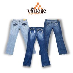 Jeans decorati a zampa d'elefante VPX194 Y2K