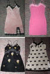 SS# 007 Bow Print Contrast Lace Velvet Night Dress..