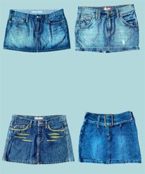 Y2K Vintage Low-Rise Denim Mini Skirt (TS-1134)