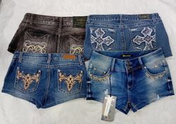IQ0923 Y2K Style Upcycled Glam Edit Mini Shorts