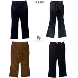 Pantalons en velours côtelé évasés Y2K (RE-2033)