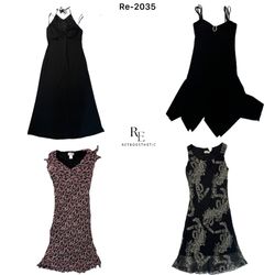 Y2K All Black Gothic Summer Dresses (RE-2035)