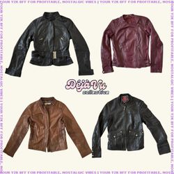 90er/J2K coole Mädchen Leder strukturierte/Bikerja..