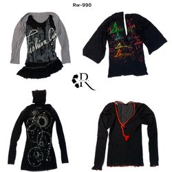 Y2K Gothic bedruckte lange Ärmel Tops (Rw-990)