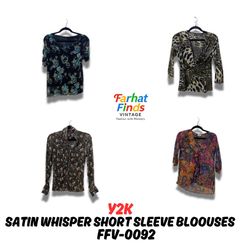 FFV-0092 BLOUSES À MANCHES COURTES EN SATIN Y2K WH..