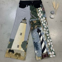 Upcycled Tapestry Wide Legs Pant