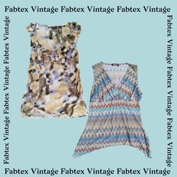 (FV-161) Elegante blaue und lila bedruckte Tops - ..