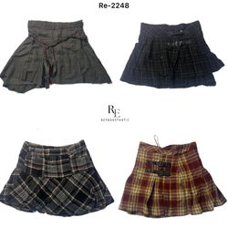 Y2K Unique Wool Checkered Mix Skirts (RE-2248)