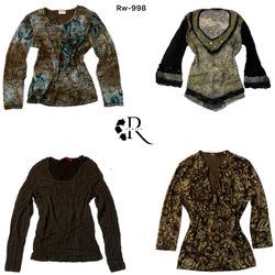 Y2K Earthy Toned Full Sleeve Mesh Tops(RW-998)