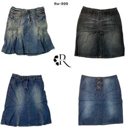 Jupes midi en denim de l'ère Britney Y2K (RW-999)