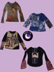 Y2K Crazy Graphic Printed Mesh-Oberteile Mix (M-73..
