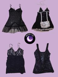Y2K Gothic Black Tops (M-735)