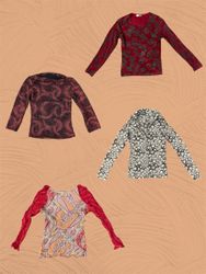 Y2K Mesh Top a Maniche Lunghe Bundle(TS:1125)