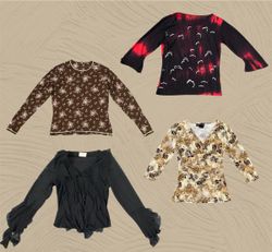 Vintage 90s Y2K Brown Floral Print Long Sleeve Top..