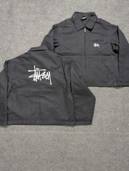 Jaquetas Stussy Rework de Estilo Detroit em Preto ..