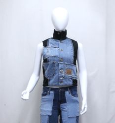 CR666 Upcycled Patchwork Denim Vest