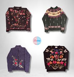 90s & Early 2000s Vintage Vibe Folk Art Sweaters (..