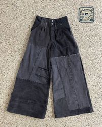 Upcycled High waisted pleated denim pants