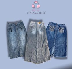 Jupes en denim longues des années 2000 - Effet usé..