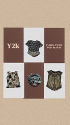 Y2k Floral Twist Poly Bluse