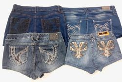 IQ0933 Y2K Style Upcycled Glitter Edit Shorts