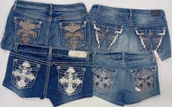 IQ0934 Y2K Style Retro Upcycle Edit Revival Shorts