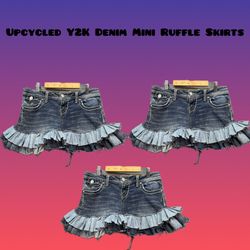 Upcycled Y2k Multi layered Ruffle Mini skirts