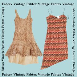(FV-191) Boho Retro Mix Print Dresses Bundle -Y2K ..