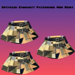 Upcycled carhartt patchwork skirt