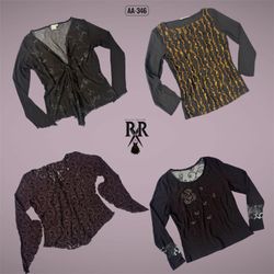 Y2K The Dark Grunge Mesh Mix Full Sleeve Tops (AA-..